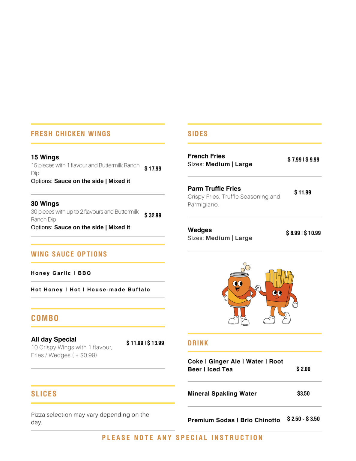 Acute pizzeria menu 2